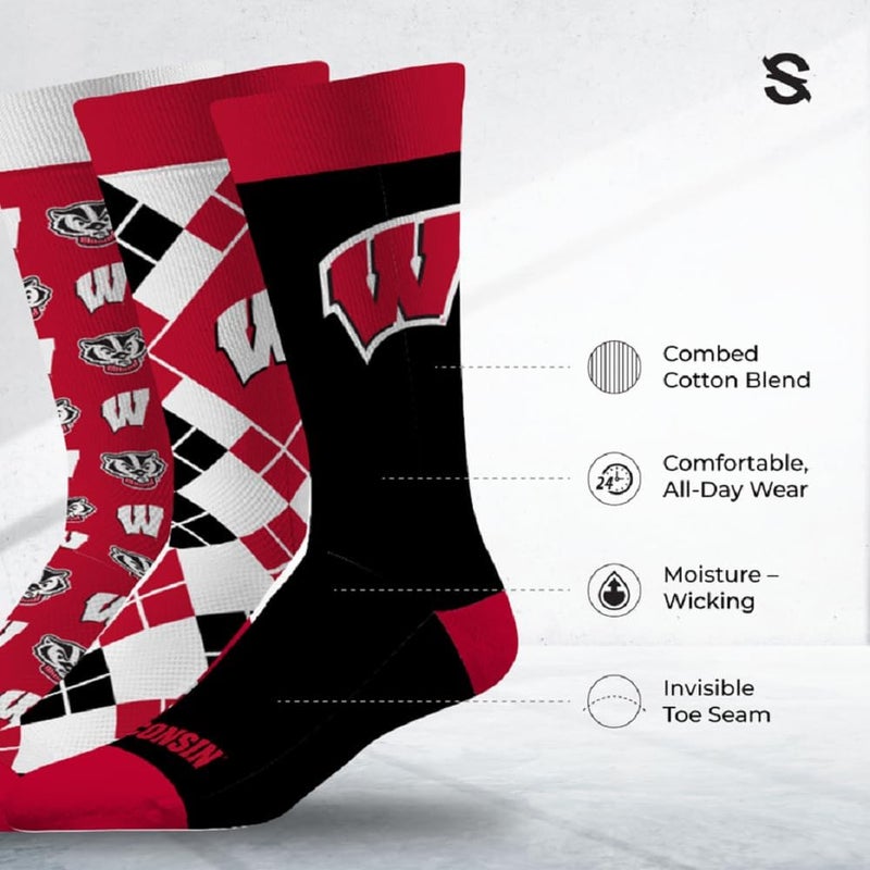 Strideline Store Mens NCAA Dress Socks- The Executive 3 Pack-One Size Fits Most - Image 2